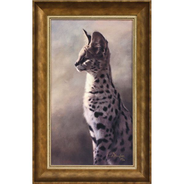 CALL OF AFRICA: (IN-ROOM ONLY BIDDING) "Serval Sentry" - Limited Edition Framed Giclee on Canvas