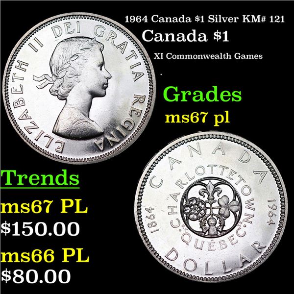 1964 Canada $1 Silver Canada Dollar KM# 121 $1 Grades GEM++ PL
