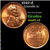 1942-d Lincoln Cent 1c Grades GEM Unc RD