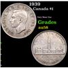 1939 Canada Dollar $1 Grades Choice AU/BU Slider