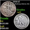 1916-d Walking Liberty Half Dollar 50c Grades vg+