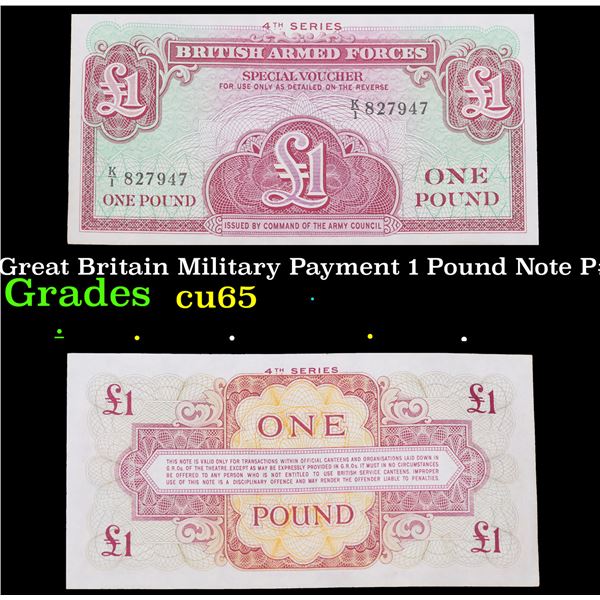 1962 Great Britain Military Payment 1 Pound Note P# M36A Grades Gem CU