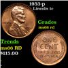 Image 1 : 1953-p Lincoln Cent 1c Grades GEM+ Unc RD