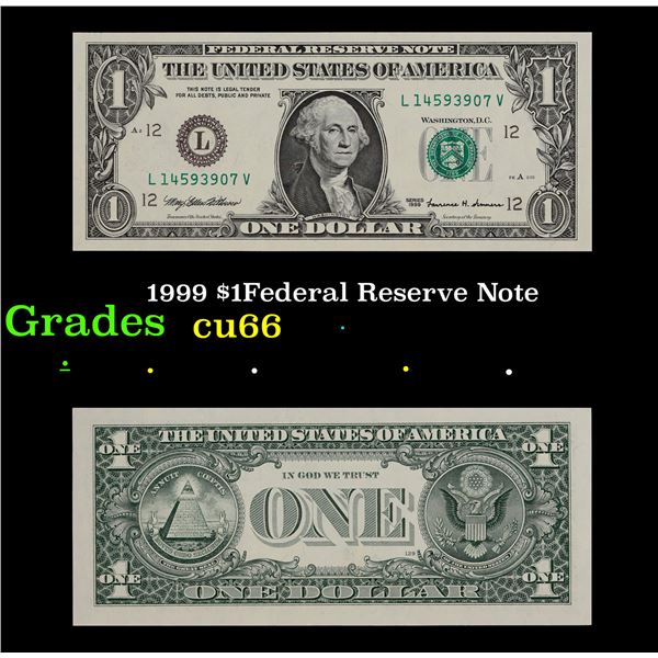 1999 $1Federal Reserve Note Grades Gem+ CU