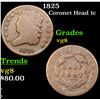 Image 1 : 1825 Coronet Head Large Cent 1c Grades vg, very good