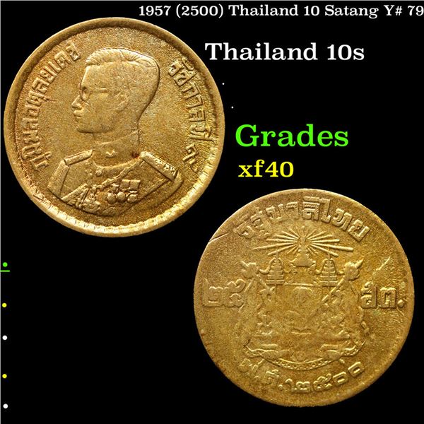 1957 (2500) Thailand 10 Satang Y# 79 Grades xf