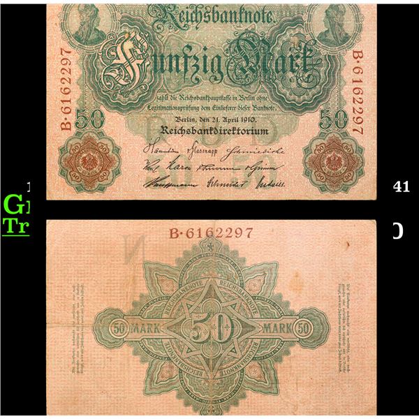 1910 Imperial Germany 50 Mark Note P# 41 Grades vf++