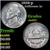 Image 1 : 1938-p Jefferson Nickel 5c Grades GEM+ Unc