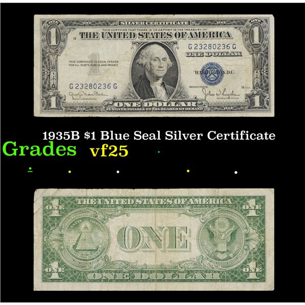1935D $1 Blue Seal Silver Certificate Grades vf+