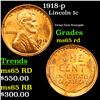 Image 1 : 1918-p Lincoln Cent 1c Grades GEM Unc RD