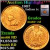 Image 1 : ***Auction Highlight*** 1907 Indian Cent 1c Graded ms65+ rd BY SEGS (fc)