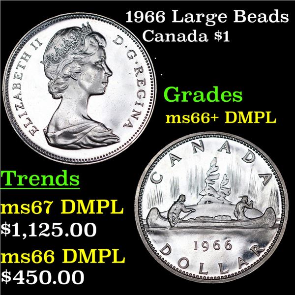 1966 Large Beads Canada Dollar $1 Grades GEM++ DMPL