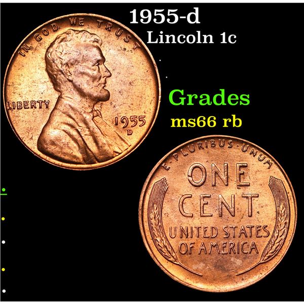 1955-d Lincoln Cent 1c Grades GEM+ Unc RB