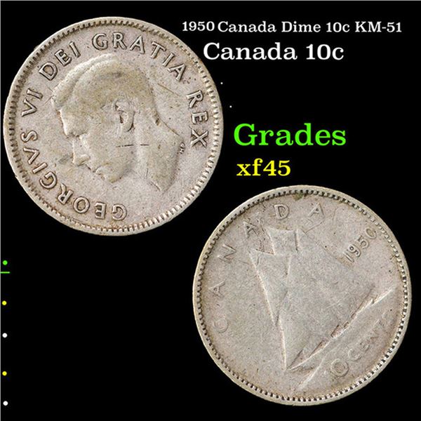 1950 Canada Dime 10c KM-51 Grades GEM+ Unc