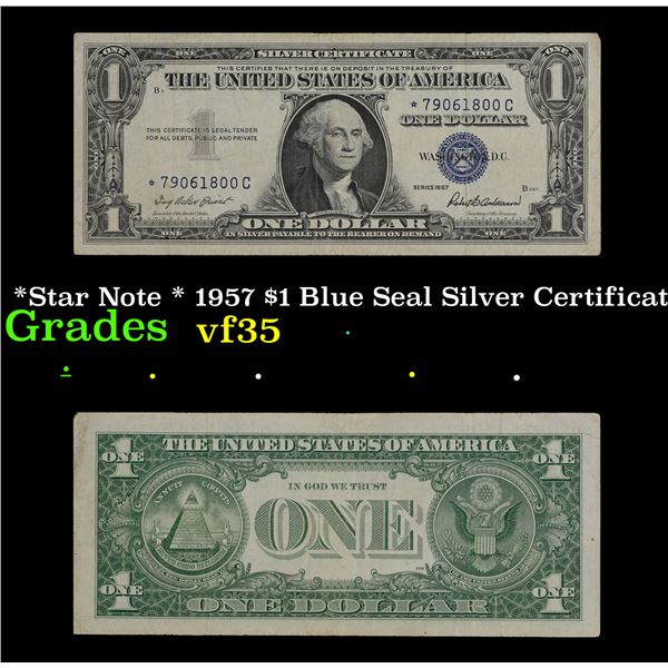 *Star Note * 1957 $1 Blue Seal Silver Certificate Grades vf++