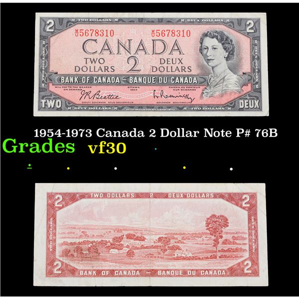 1954-1973 Canada 2 Dollar Note P# 76B Grades vf++