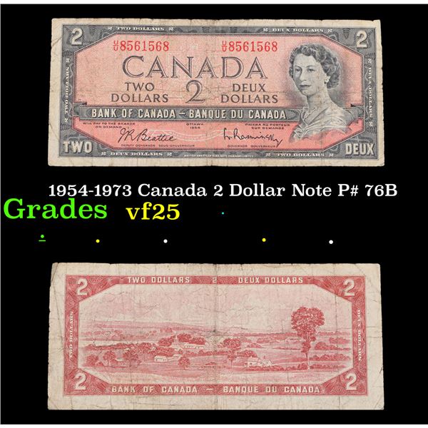 1954-1973 Canada 2 Dollar Note P# 76B Grades vf+