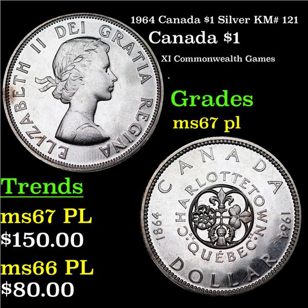 1964 Canada $1 Silver Canada Dollar KM# 121 $1 Grades GEM++ PL