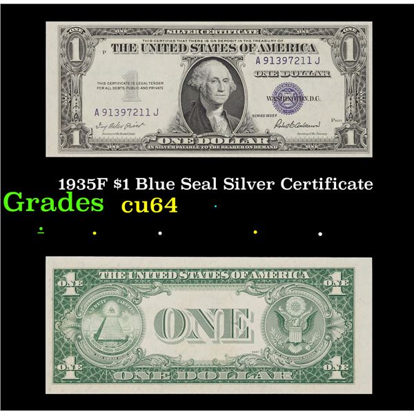 1935F $1 Blue Seal Silver Certificate Grades Choice CU