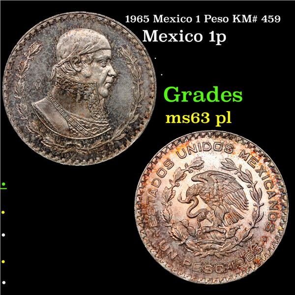 1965 Mexico 1 Peso KM# 459 Grades Select Unc PL