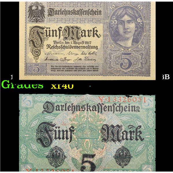 1917 Imperial Germnay 5 Mark Note P# 56B Grades xf