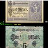 Image 1 : 1917 Imperial Germnay 5 Mark Note P# 56B Grades xf