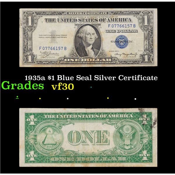 1935a $1 Blue Seal Silver Certificate Grades vf++