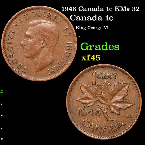 1946 Canada 1c KM# 32 Grades xf+