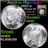 Image 1 : ***Auction Highlight*** 1927-s Peace Dollar $1 Grades Choice Unc By USCG (fc)