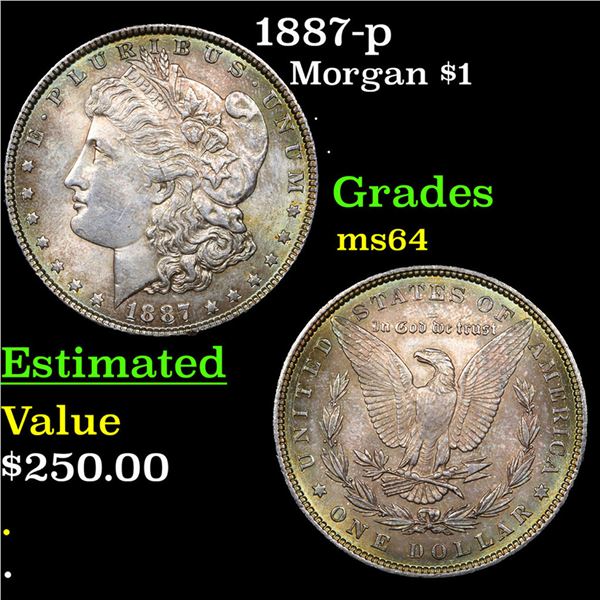 1887-p Morgan Dollar $1 Grades Choice Unc