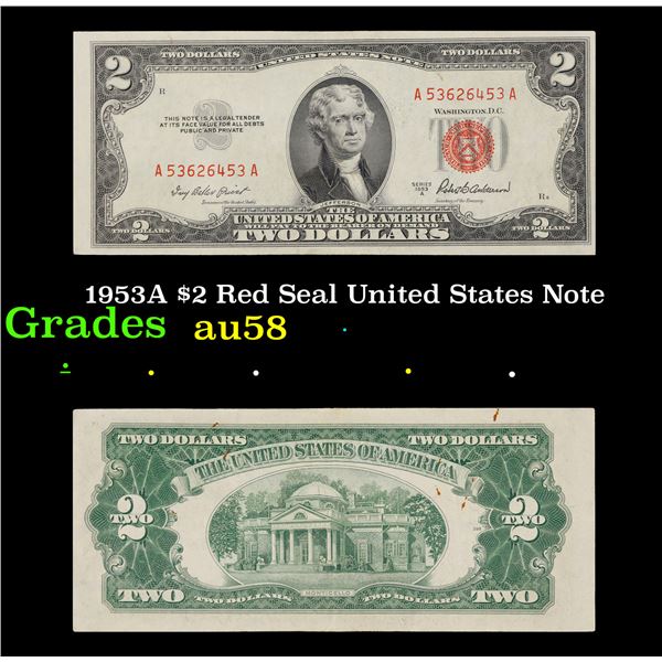 1953A $2 Red Seal United States Note Grades Choice AU/BU Slider