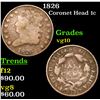 Image 1 : 1826 Coronet Head Large Cent 1c Grades vg+
