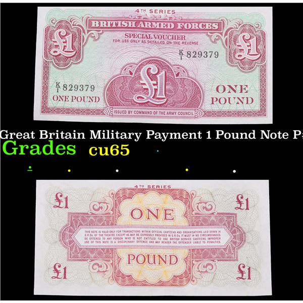 1962 Great Britain Military Payment 1 Pound Note P# M36A Grades Gem CU