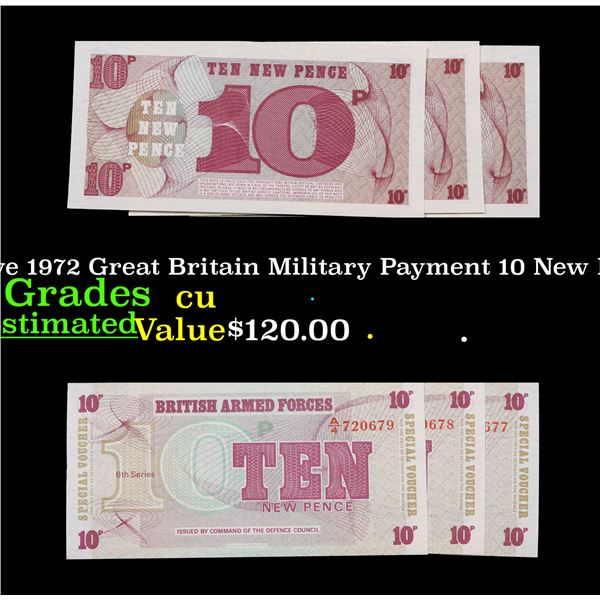 Set of 3 consecutive 1972 Great Britain Military Payment 10 New Pence Note P# M45A Grades CU