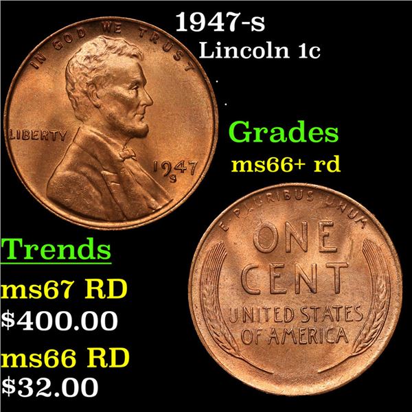 1947-s Lincoln Cent 1c Grades GEM++ RD