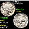 Image 1 : 1938-d Buffalo Nickel 5c Grades GEM++ Unc