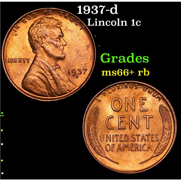 1937-d Lincoln Cent 1c Grades GEM++ RB