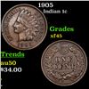 Image 1 : 1905 Indian Cent 1c Grades xf+