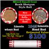 Image 1 : Mixed small cents 1c orig shotgun roll, 1943-p Lincoln Cent, Wheat Cent other end, Brinks Wrapper.