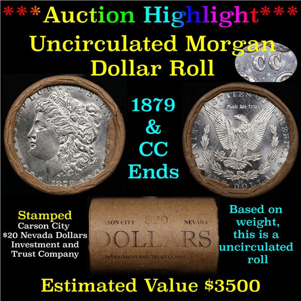 ***Auction Highlight*** 1879 & CC Uncirculated Morgan Dollar Shotgun Roll (fc)