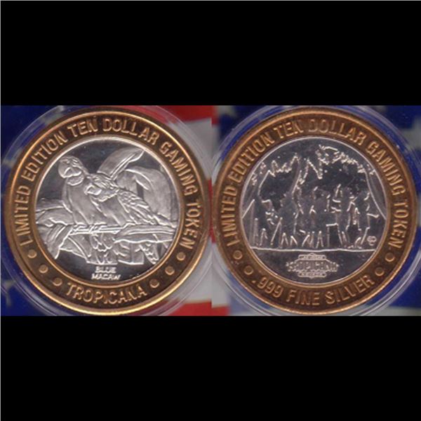 Limited Edition .999 Silver $10 Las Vegas Gaming Token Tropicana Blue Macaw