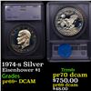 Image 1 : Proof 1974-s Silver Eisenhower Dollar $1 Graded ms69+ dmpl By SEGS