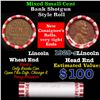 Image 1 : Mixed small cents 1c orig shotgun roll, 1929-s Lincoln Cent, Wheat Cent other end, Brinks Wrapper.