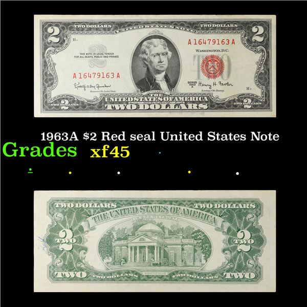 1963A $2 Red seal United States Note Grades xf+