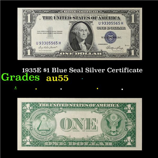 1935E $1 Blue Seal Silver Certificate Grades Choice AU