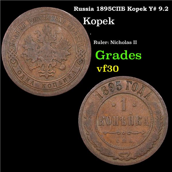 Russia 1895??? Kopek Y# 9.2 Grades vf++