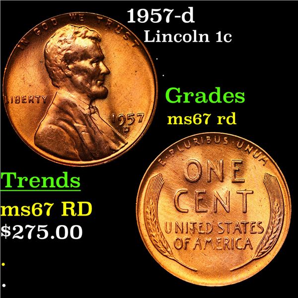 1957-d Lincoln Cent 1c Grades GEM++ Unc RD