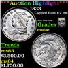 Image 1 : ***Auction Highlight*** 1833 Capped Bust Half Dime 1/2 10c Graded Choice+ Unc BY USCG (fc)