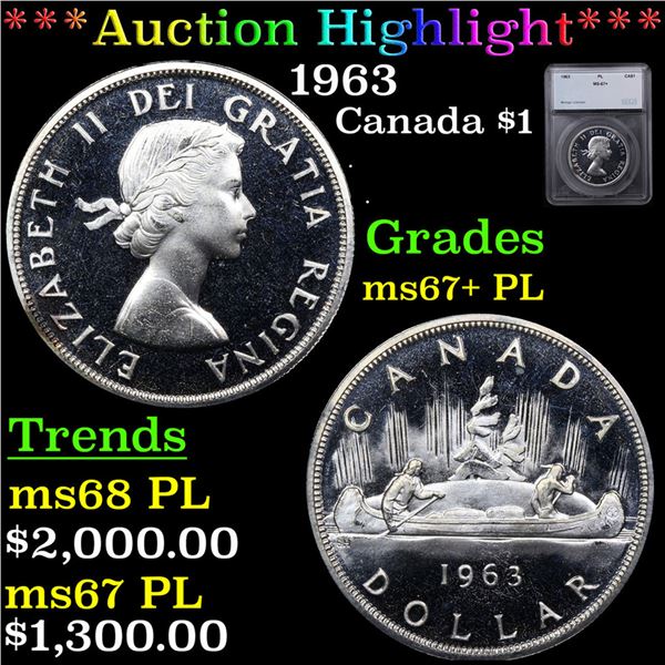 ***Auction Highlight*** 1963 Canada Dollar $1 Graded ms67+ PL By SEGS (fc)