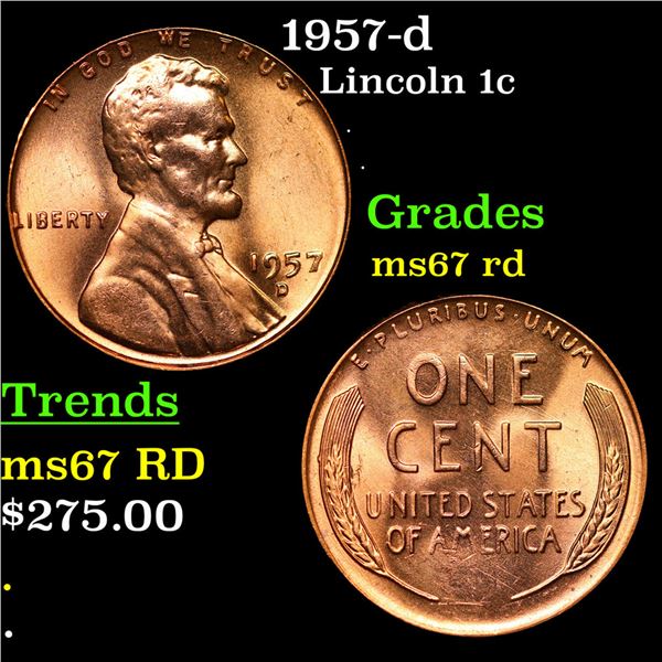 1957-d Lincoln Cent 1c Grades GEM++ Unc RD